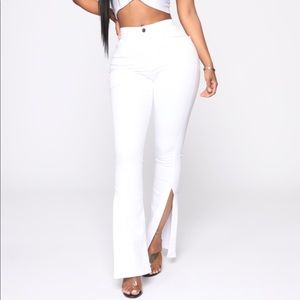 White Slit Flare Jeans